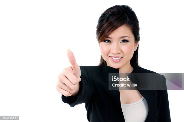 Beautiful Businesswoman Giving Thumb Up Sign Stock Photo - Download Image Now - 20-24 Years, 20-29 Years, Adult