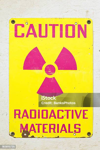 Caution Radioactive Materials Sign On Wood Stock Photo - Download Image Now - Damaged, Danger, Equipment