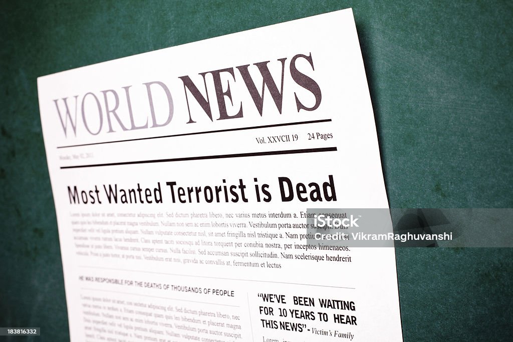 World Terrorist News Newspaper in Front of Hand Drawn Map World News Newspaper in Front of Hand Drawn World Map Africa Stock Photo