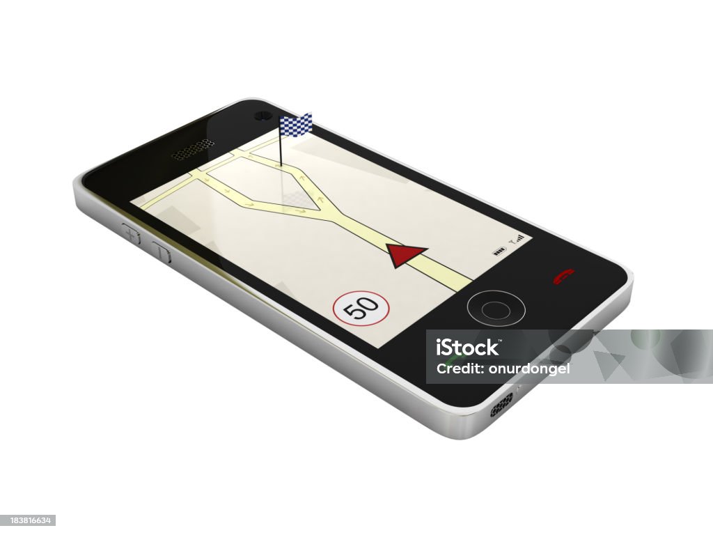 Téléphone Mobile avec GPS - Photo de Carte routière libre de droits
