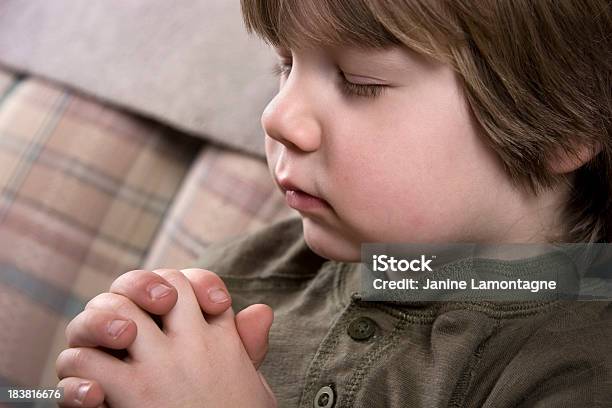 Little Boy Praying Stock Photo - Download Image Now - Blond Hair, Boys, Child