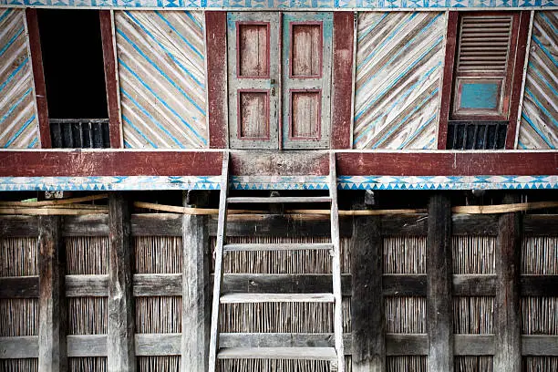 Photo of batak house architectural detail lake toba sumatra indonesia