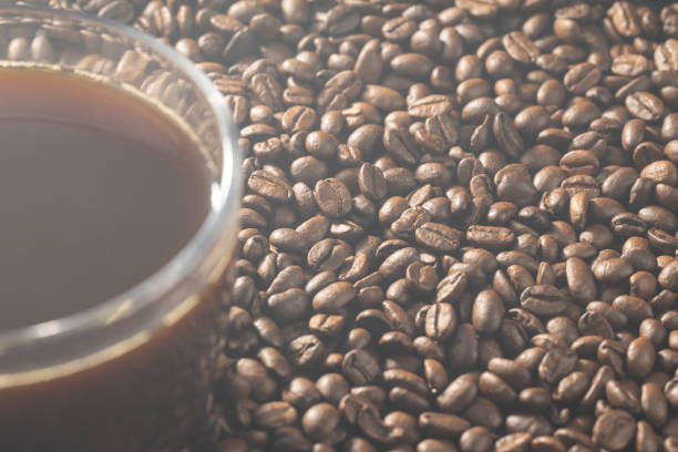 Cup of coffee and coffee beans
