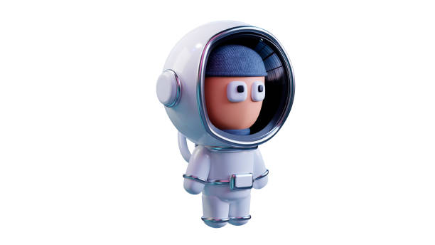 istock Cartoon man in a white space suit 3D render 1838169194