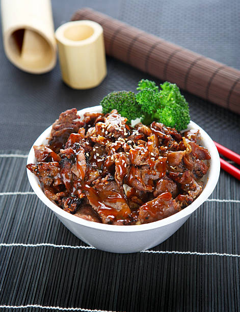 Beef Teriyaki Bowl Beef Teriyaki Bowl with Steamed Rice teriyaki stock pictures, royalty-free photos & images