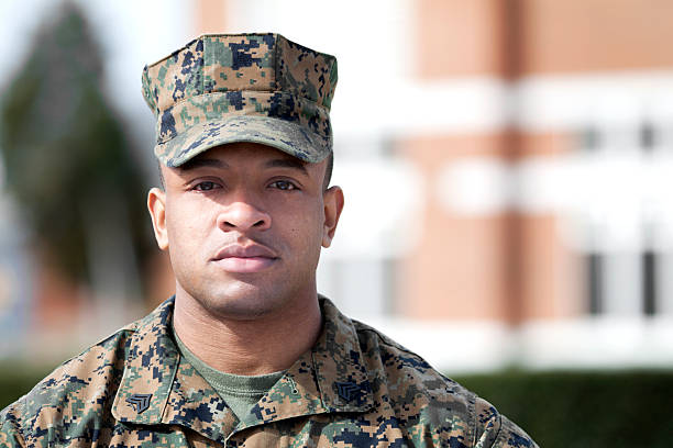Sergeant of Marines Marine sergeant standing in fron of a building. us marine corps stock pictures, royalty-free photos & images