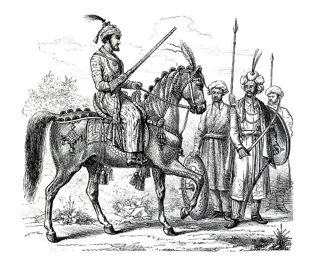 istock Engraving of mogul riding in East India 183817430