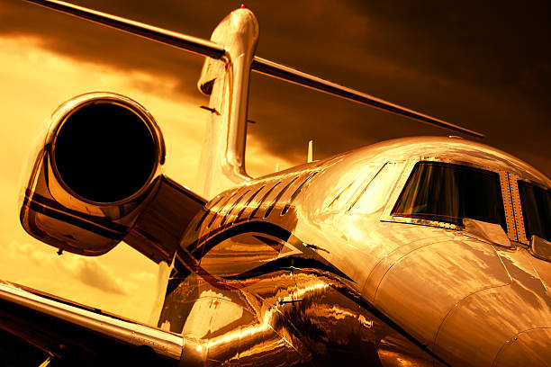 Corporate Jet Gold Toned stock photo