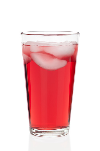 Glass of cranberry juice isolated on white.Please also see:
