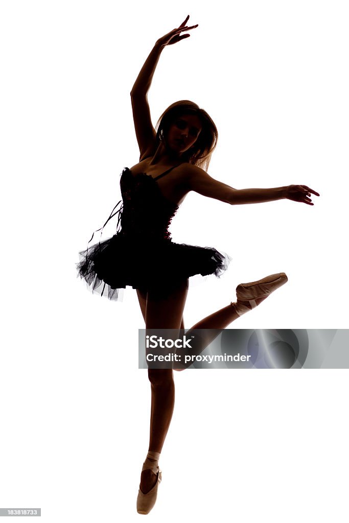 Silhouette de Danseuse de Ballet isolé sur blanc - Photo de Corps humain libre de droits