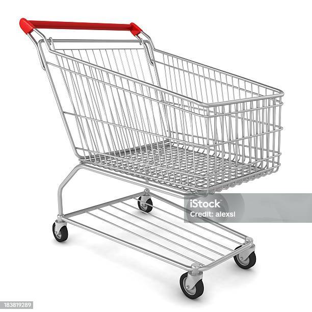 Cesta De Compras Foto de stock y más banco de imágenes de Carrito de la compra - Carrito de la compra, Fondo blanco, Carrito de empujar