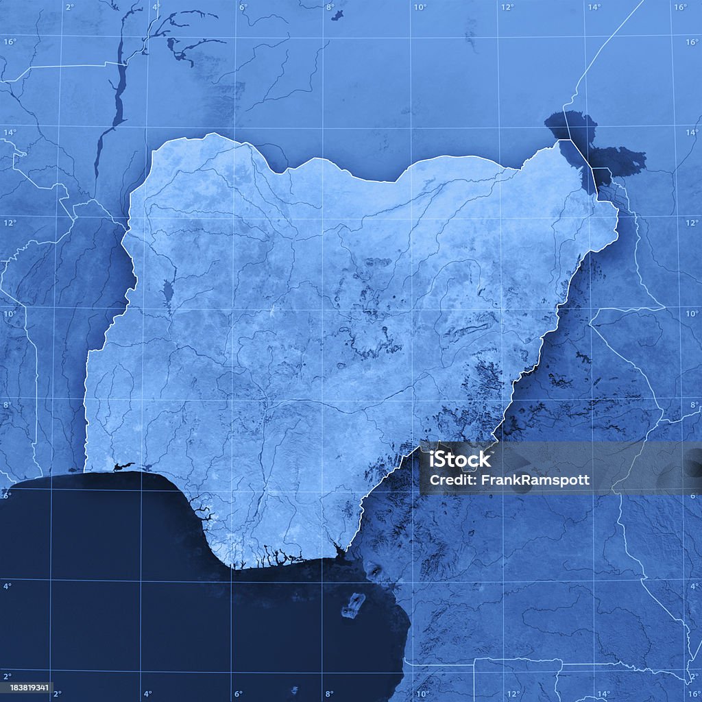 Nigeria Topographic Mapa - Foto de stock de Mapa libre de derechos