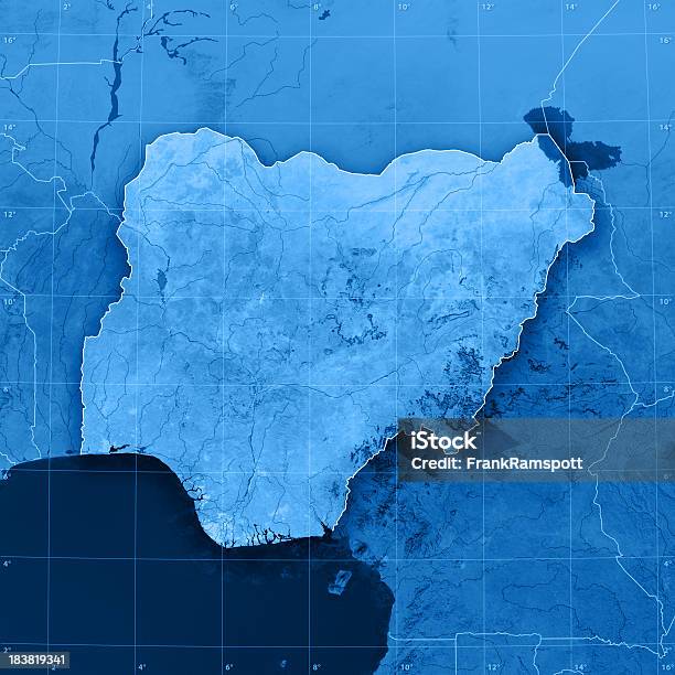 Nigeria Topographic Mapa Foto de stock y más banco de imágenes de Mapa - Mapa, Nigeria, Delta del Níger