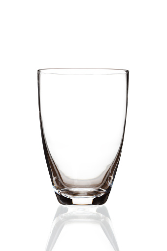 empty glass cup on white background