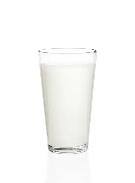 Glass of milk isolated on white. With clipping path.Please also see: