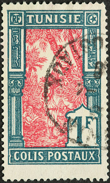 istock coconut harvesting on an old Tunisian postage stamp 183820087