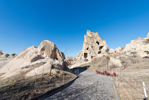 Cave home in the rock formations of the Fairy Chimneys in Goreme National Park, Turkey