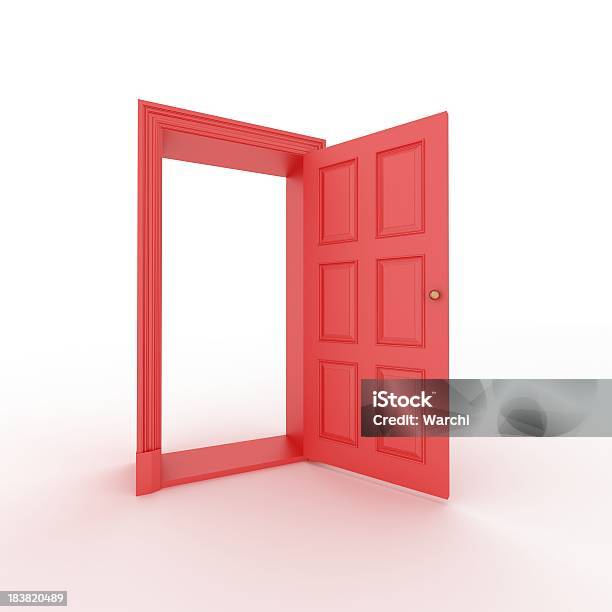 Photo libre de droit de Rouge Porte Ouverte banque d'images et plus d'images libres de droit de Porte - Entrée - Porte - Entrée, Ouvert, Forme tridimensionnelle