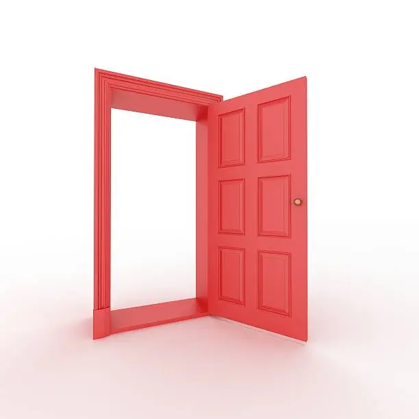 red open door, opportunity or change concept