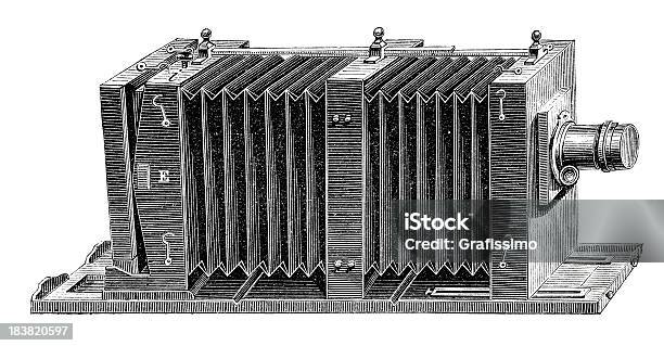 Incisione Del Soffietto Telecamera Dal 1870 - Immagini vettoriali stock e altre immagini di Macchina fotografica - Macchina fotografica, Vecchio, Acquaforte