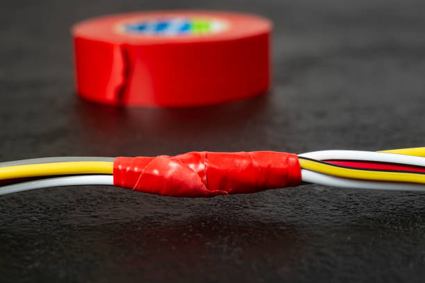 Wire connections insulated with electrical tape.