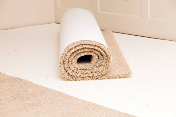istock Carpet Roll on Pad in Bedroom Awaiting Installation 183821126