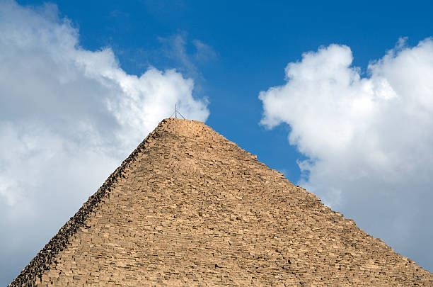 255　TOP of Pyramid Missing Pyramidion At The Top Of Cheops Pyramid Stock Photo