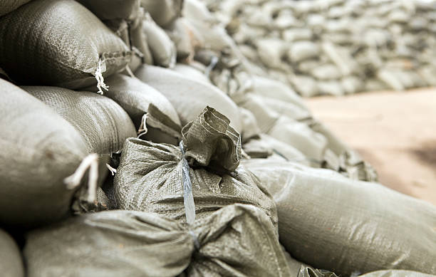 istock Sandbag Wall Prepared for a Major River Flood 183822765