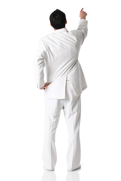 istock Rear view of a businessman pointing with finger 183822818