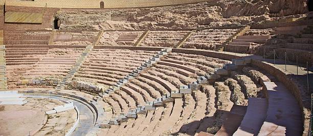 Roman Theatre "The Roman theatre found under the foundations of an old church in Cartagena (Murcia, Spain)" cartagena spain stock pictures, royalty-free photos & images