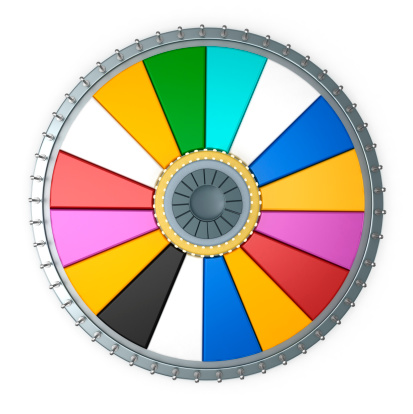 Prize wheel isolated on white. The slices are empty so you can add your own text. Clipping path included.
