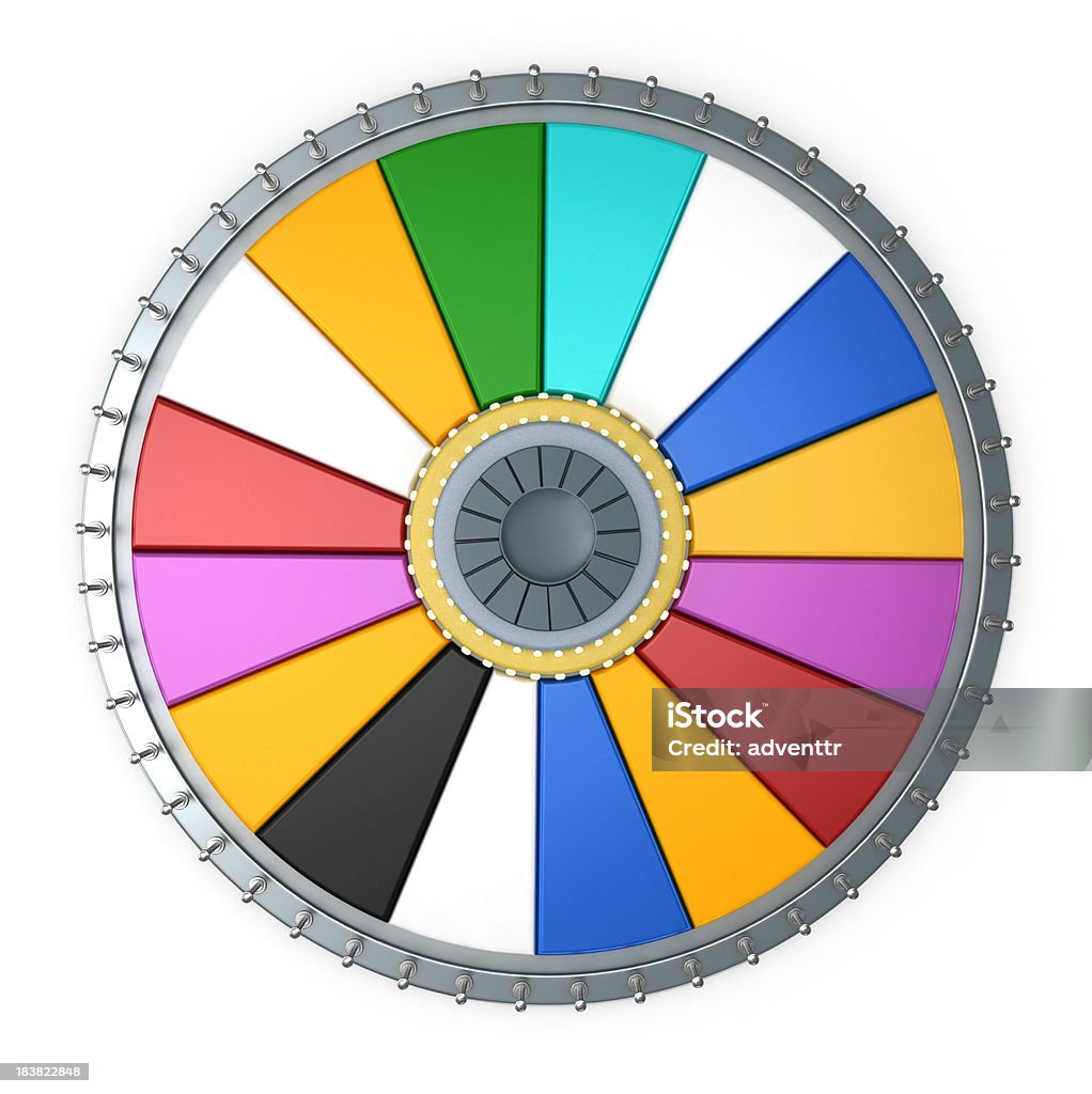 Prize wheel Prize wheel isolated on white. The slices are empty so you can add your own text. Clipping path included. Wheel Stock Photo