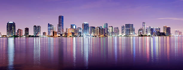 istock Miami And Brickell City Skyline at Night USA 183823019