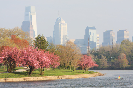 East Fairmount park with Philadelphia skyline in the backdrop. 