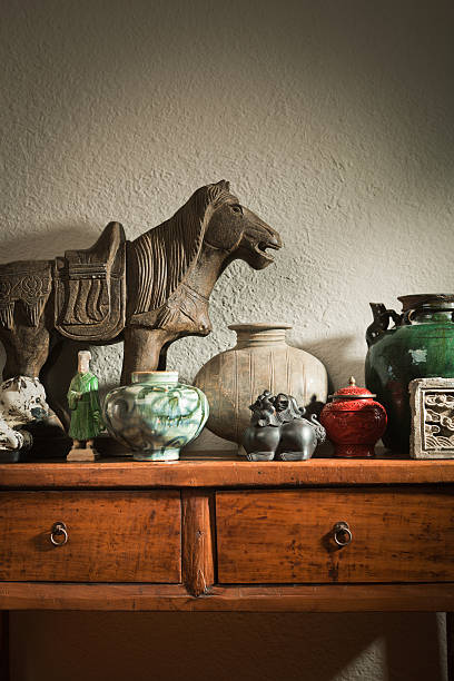 istock Display of Chinese Antique Decorative Objects and Potteries Vt 183823435