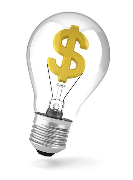 Light bulb and dollar sign stock photo