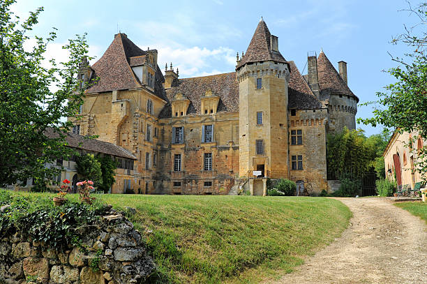 Ch&#226;teau de Lanquais near Bergerac in France stock photo