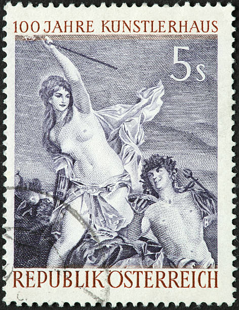 istock mythological man and woman on Austrian stamp 183824477
