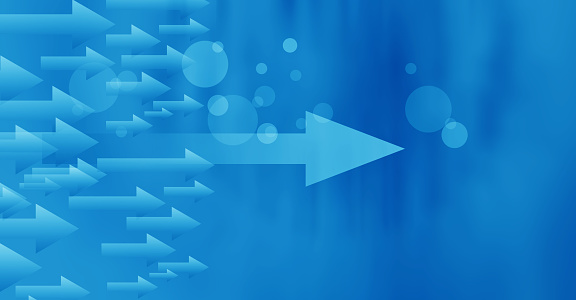 Blue abstract background with arrows. Speed lines Teamwork or leadership concept.