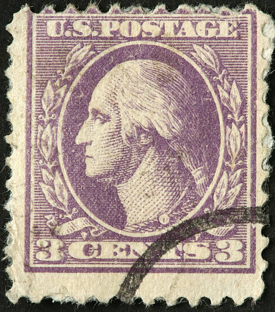 george washington em uma antiga-nos selo postal - president postage stamp profile usa imagens e fotografias de stock