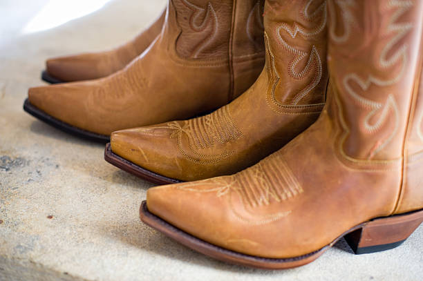 istock Leather Cowboy Boots in a Row 183825080