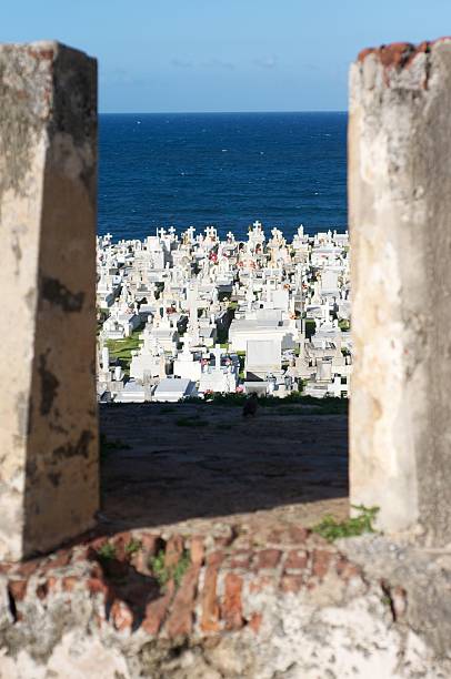 Cemetery by the ocean stock photo