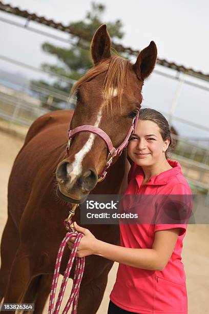 Teen Girl With Horse — стоковые фотографии и другие картинки 14-15 лет - 14-15 лет, Девочки, Лошадь