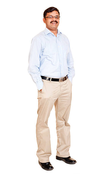 Confident Cheerful Mid Adult Indian Man Isolated on White