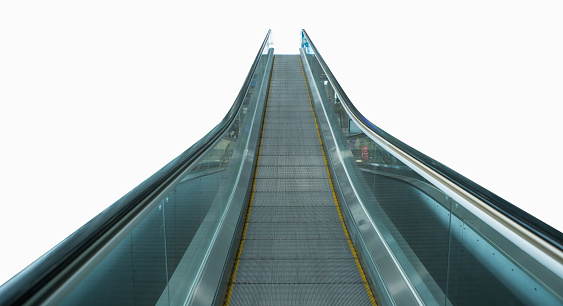 long escalator isolated on white background