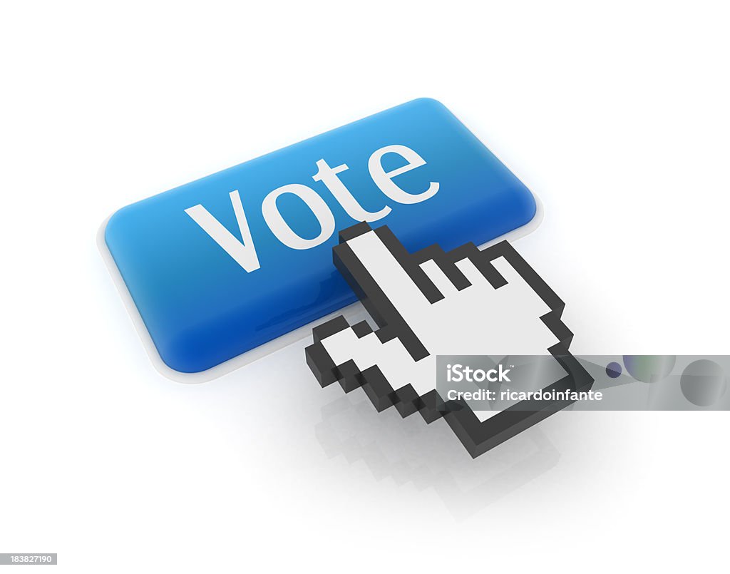 Mão de cursor na votação botão - Foto de stock de Comunicação royalty-free