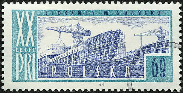 istock Gdansk, Poland ship building yard on a postage stamp 183827485