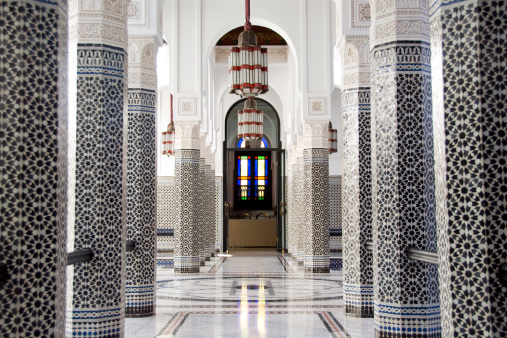 Beautiful tiled colonnade in a Marrakech riad.