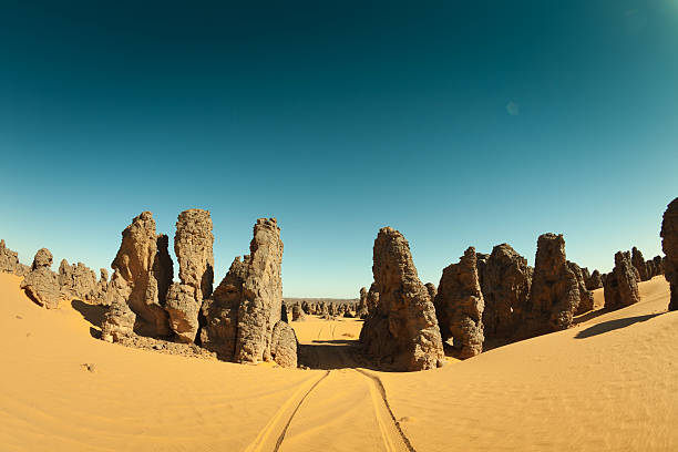 istock Rock landscape fish-eye in Libyan Sahara desert 183828446