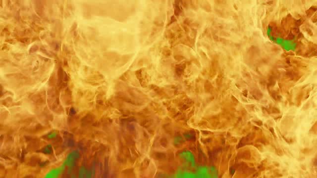 Fire Explosion Transition on Green Screen Background - Burning Fire